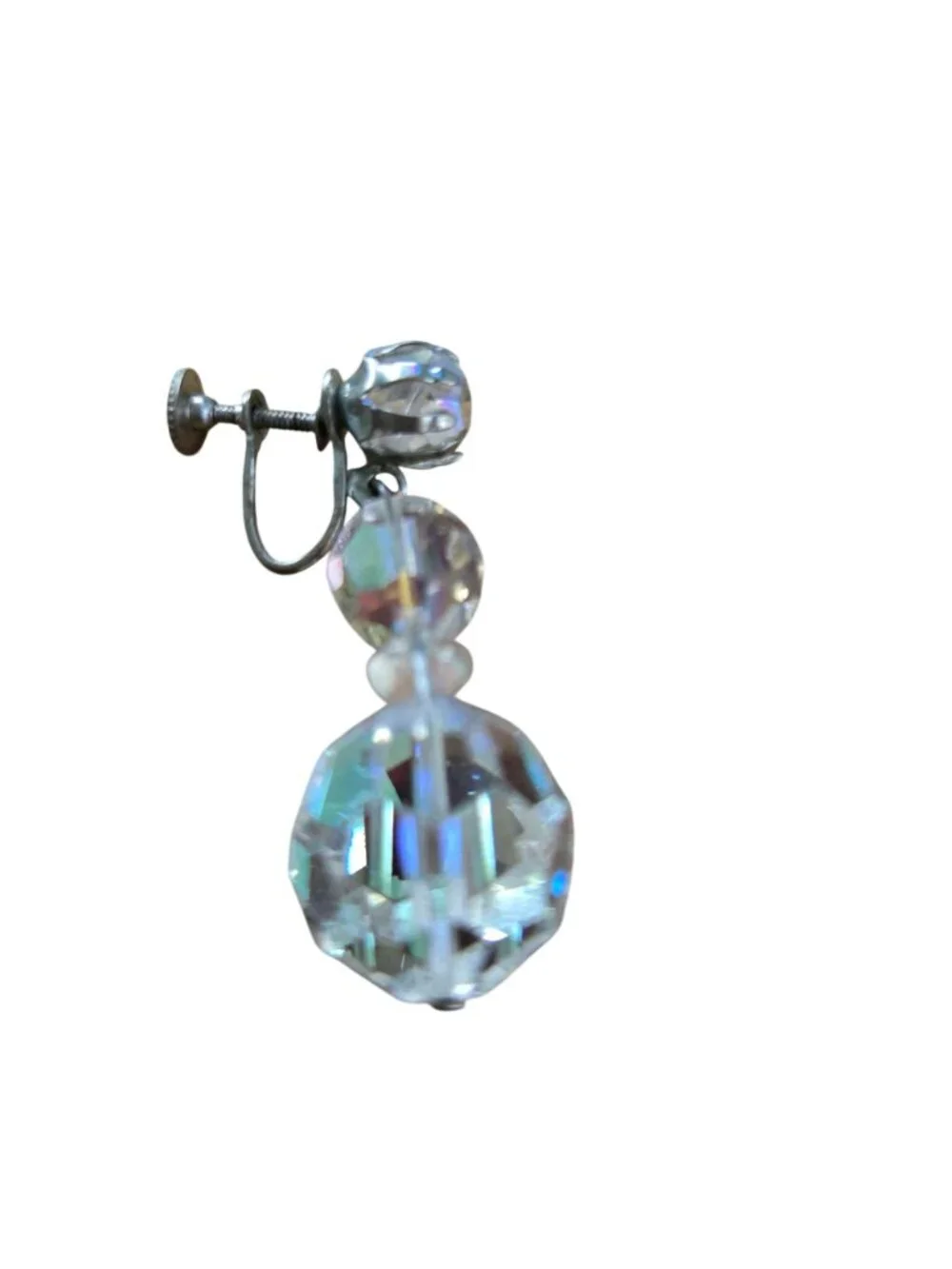 Mid Century Vintage Aurora Borealis Crystal Brooch Earring Set
